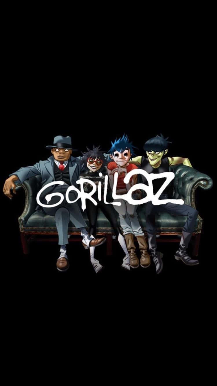 Gorillaz Iphone Members On A Couch Wallpaper