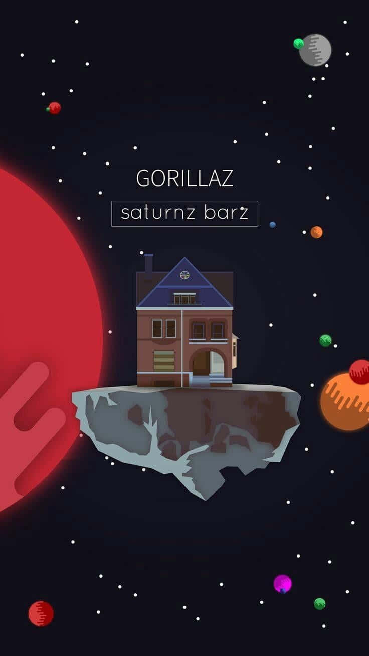 Gorillaz Iphone Saturn Barz Floating House Wallpaper