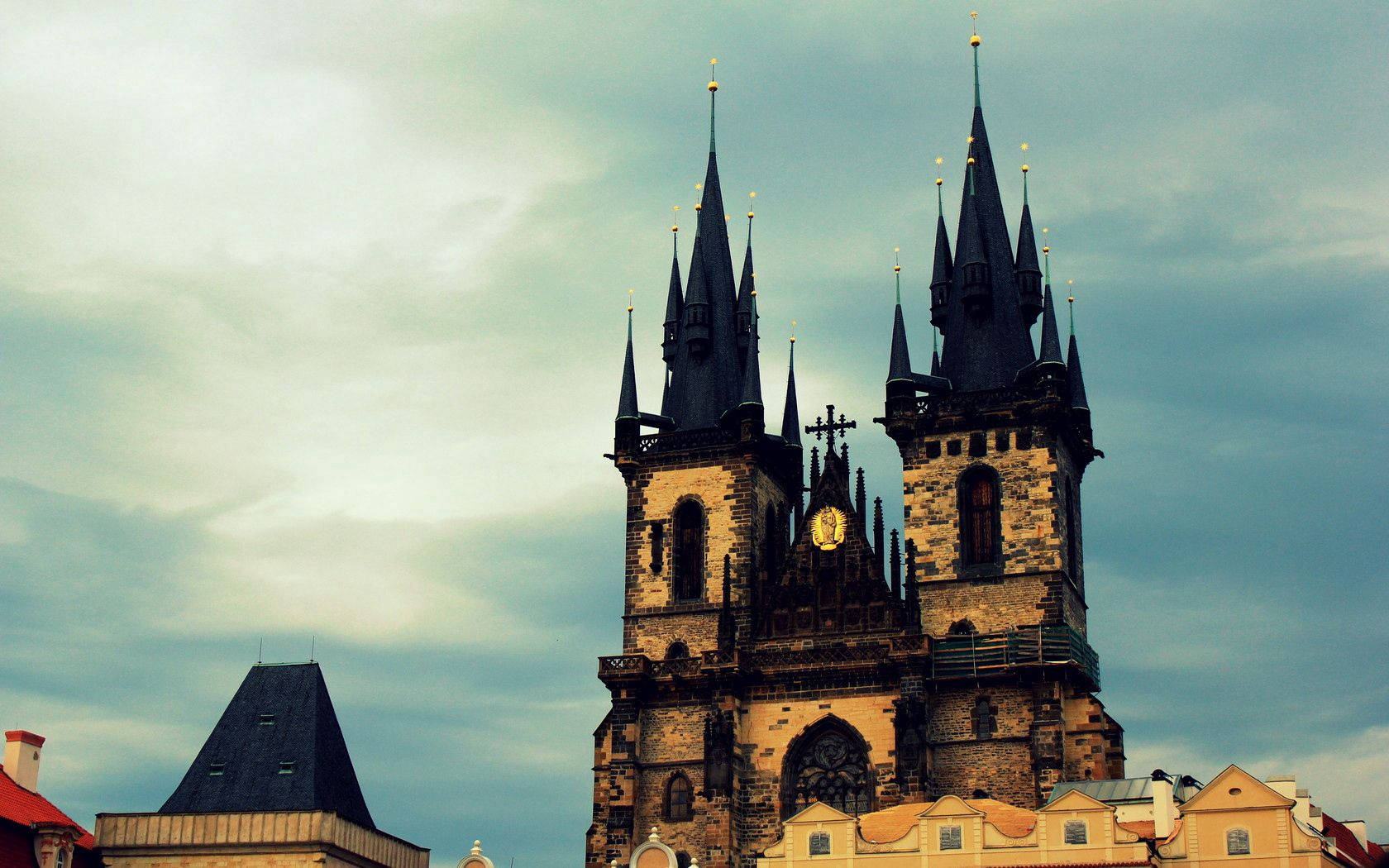 Gothic Church Towers In Prague Wallpaper