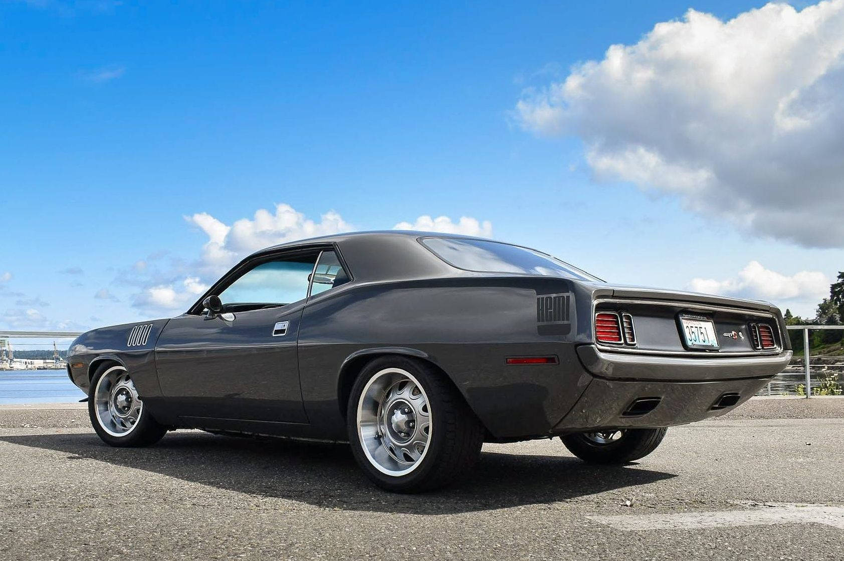 Gray Plymouth Barracuda Rear Wallpaper