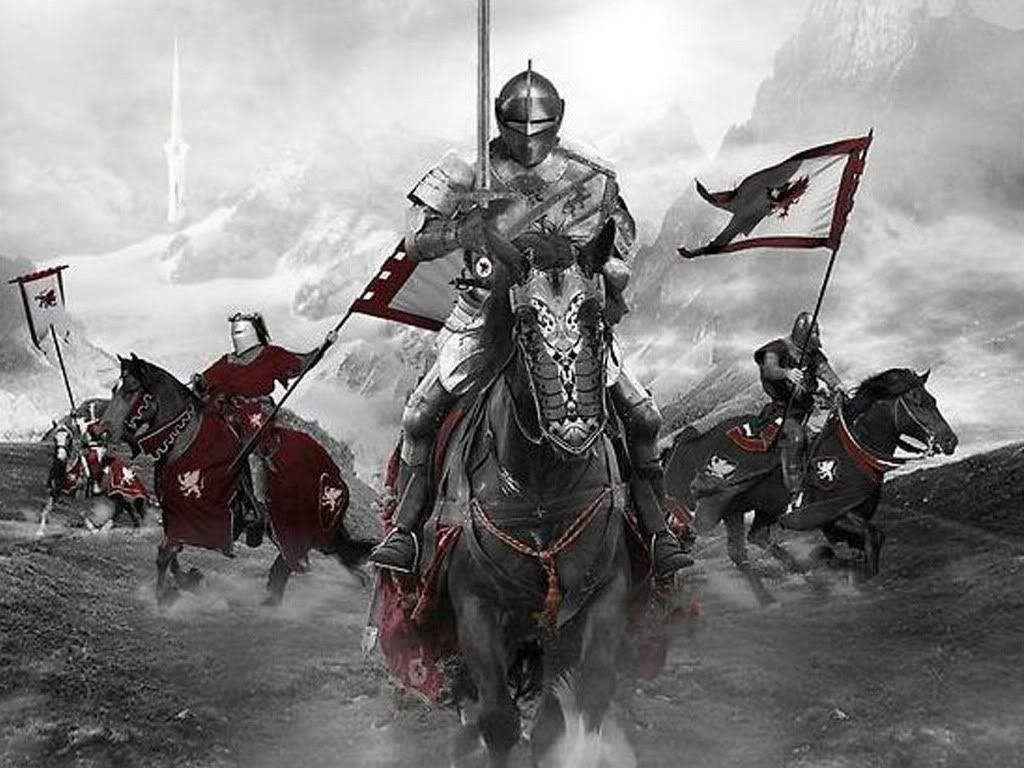 Gray Red Medieval Knights Wallpaper