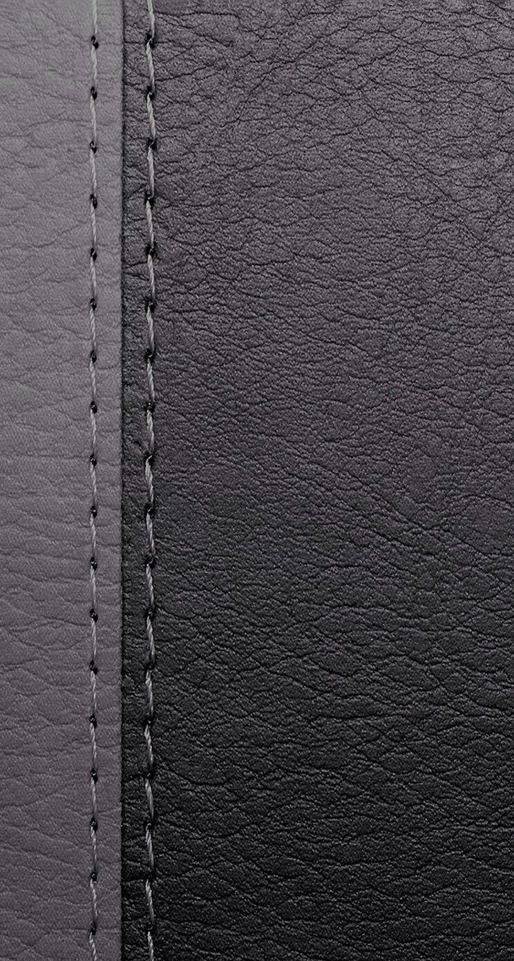 Gray Stitches On Black Leather Iphone Wallpaper