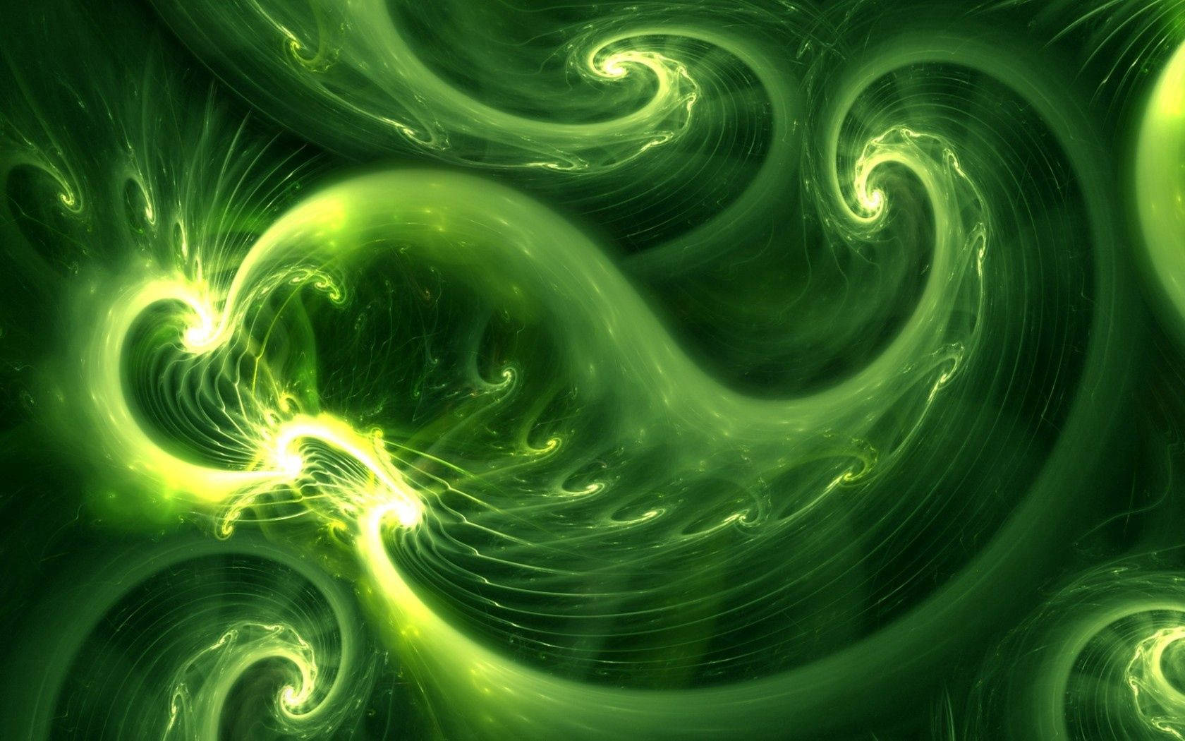 Green Abstract Curls Wallpaper