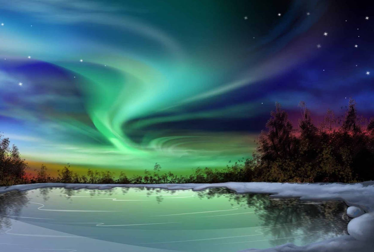 Green Blue Aurora 3d Nature Wallpaper