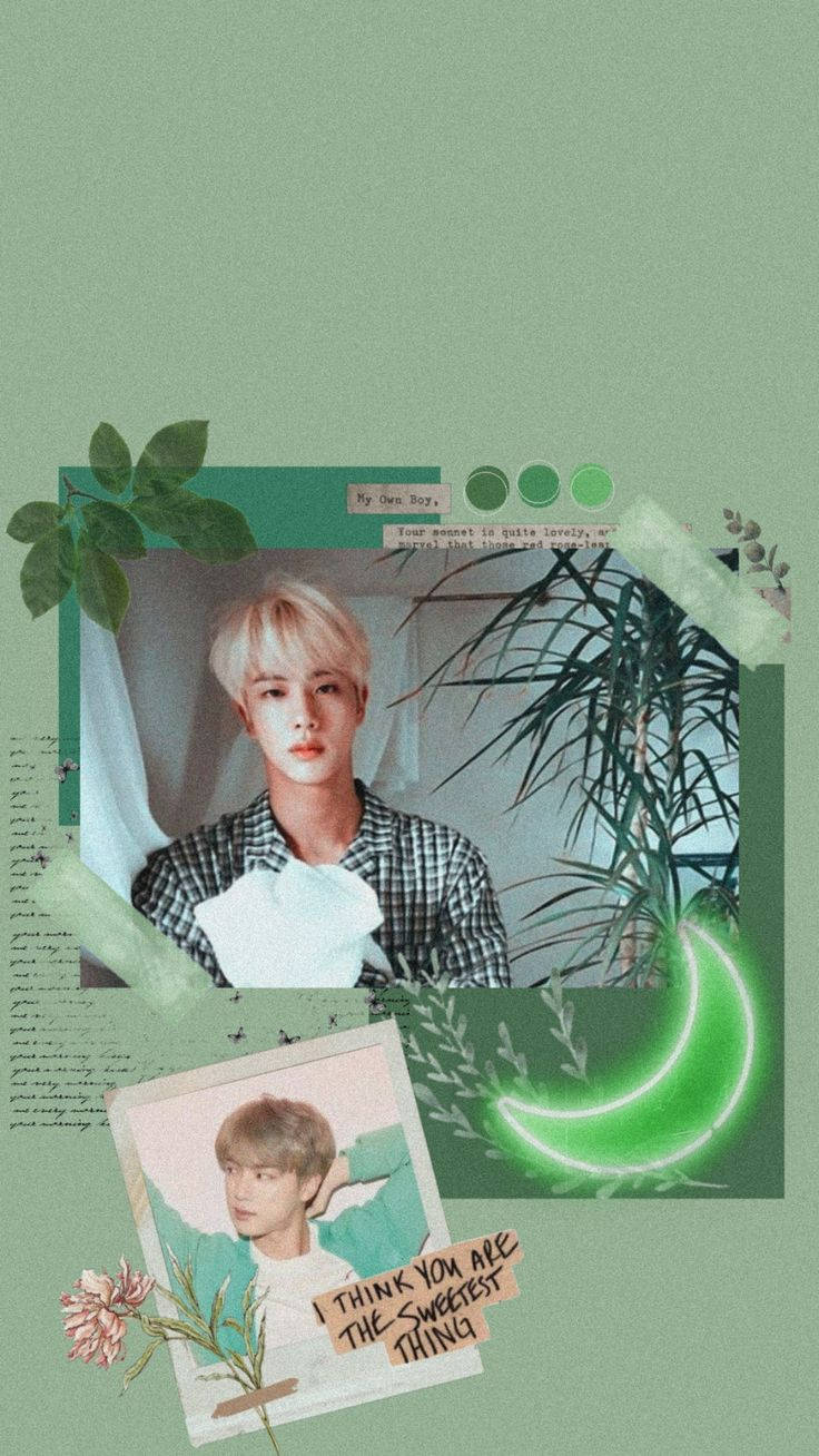 Green Bts Aesthetic Jin Wallpaper