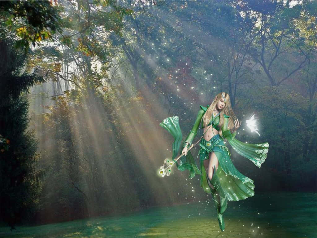 Green Fairy Forest Wallpaper