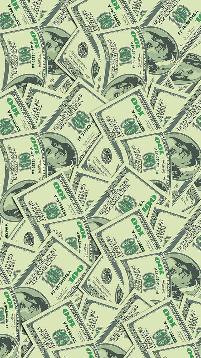 Green Graphic Of 100 Dollar Bill Pile Wallpaper