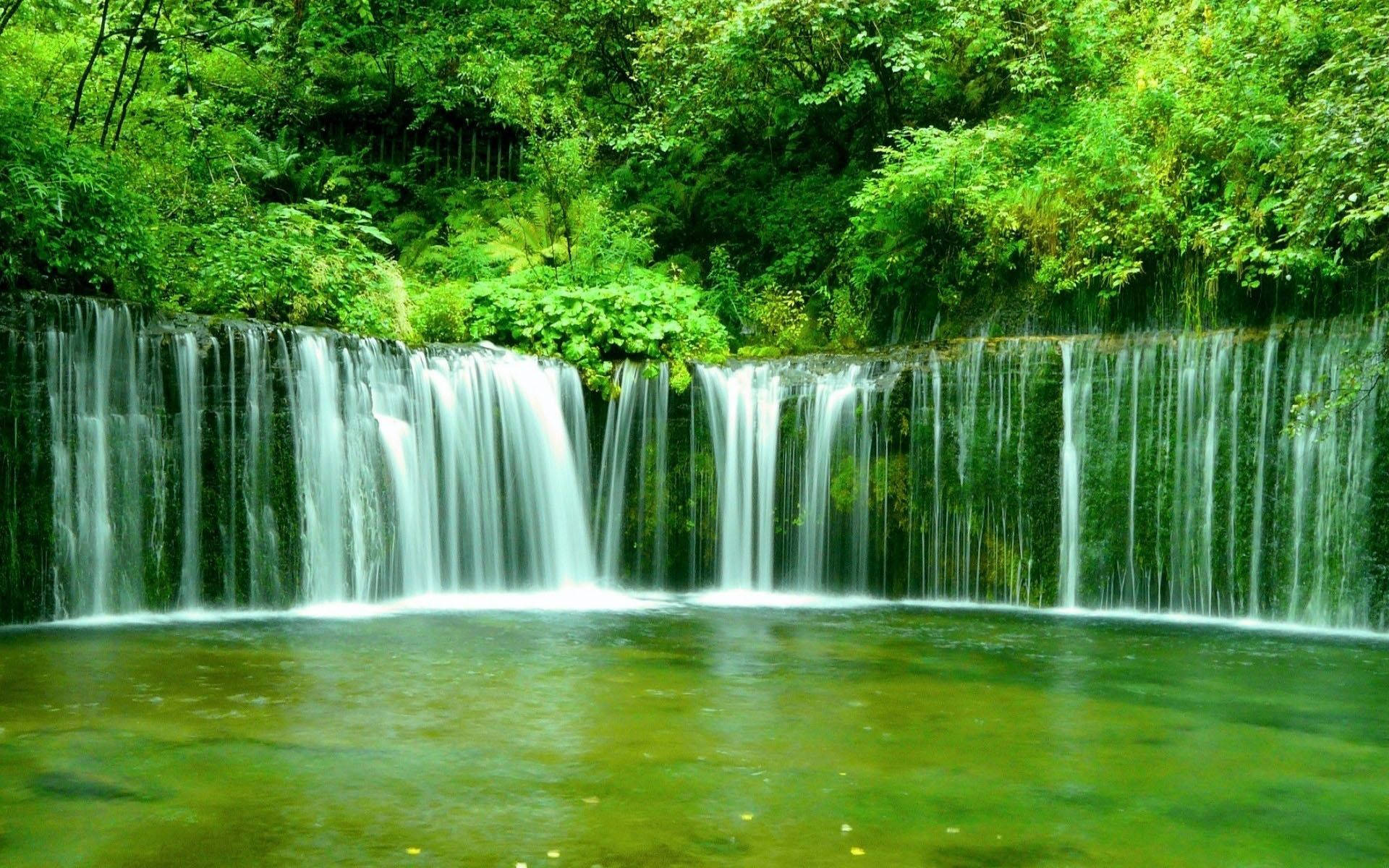 Green Nature Waterfalls Wallpaper