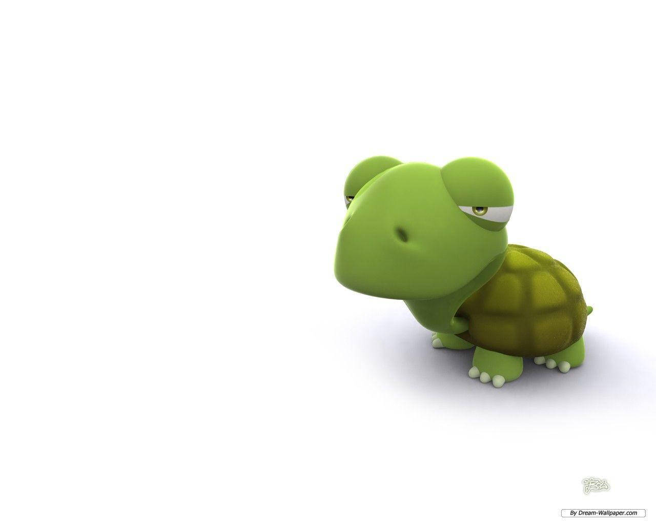Green Turtle Funny Cartoon Wallpaper