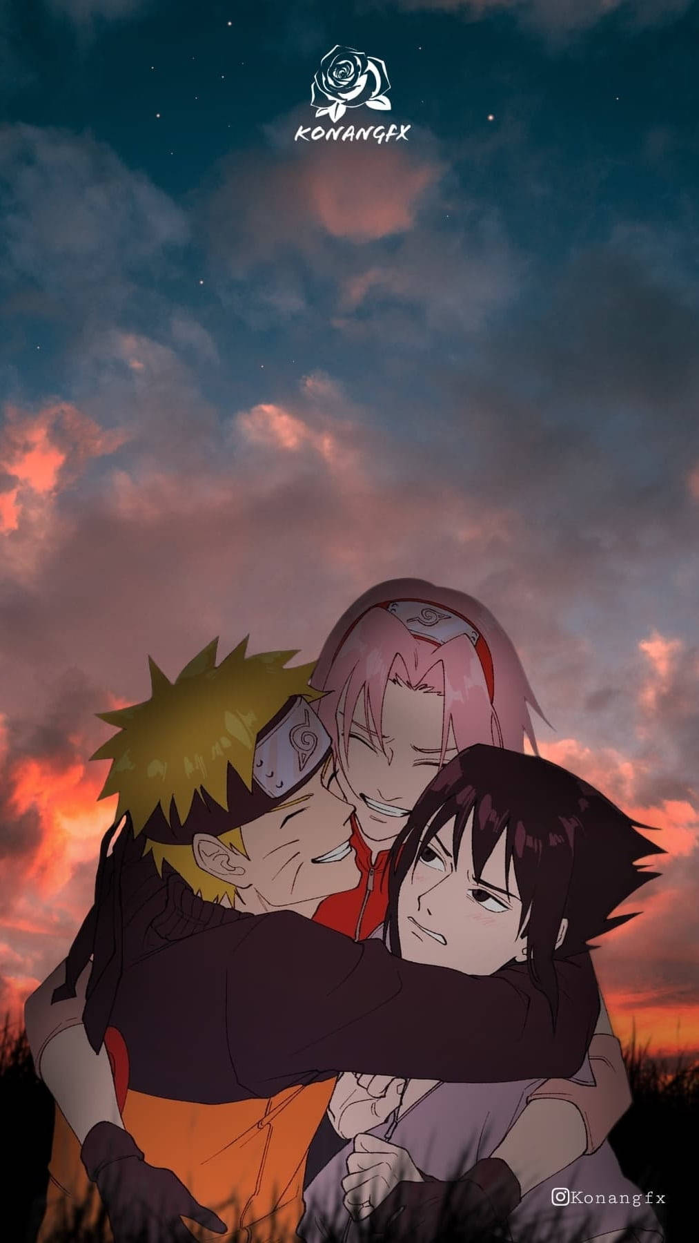 Group Hug Team 7 Naruto Iphone Wallpaper