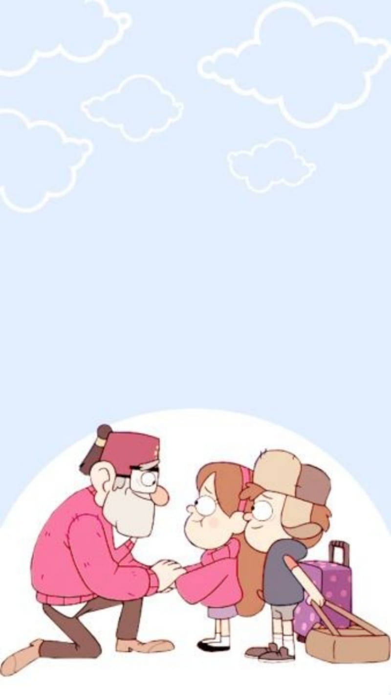 Grunkle Stan With Grandchildren Wallpaper