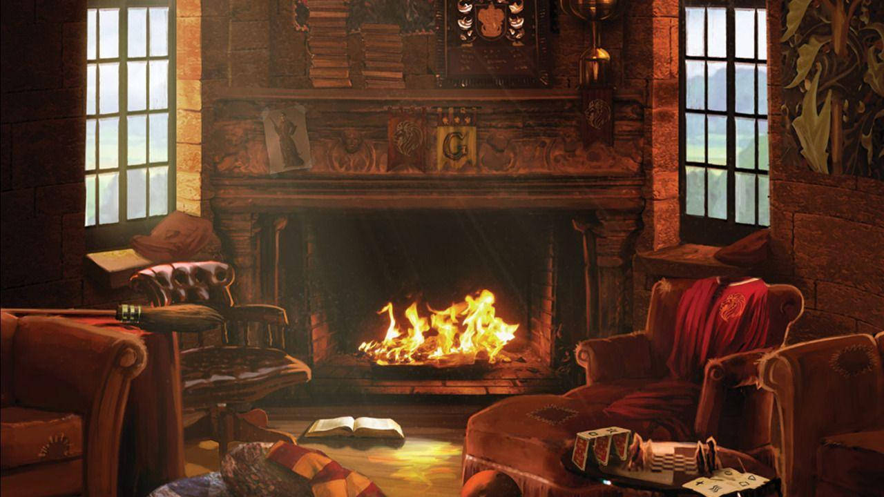 Gryffindor Common Room Cozy Interior Wallpaper