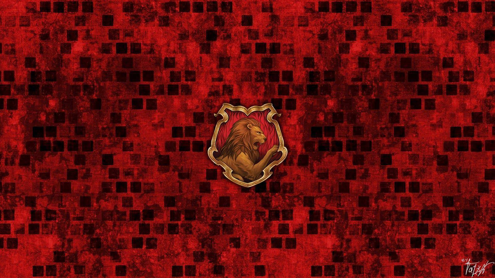 Gryffindor Lion Creston Red Background Wallpaper