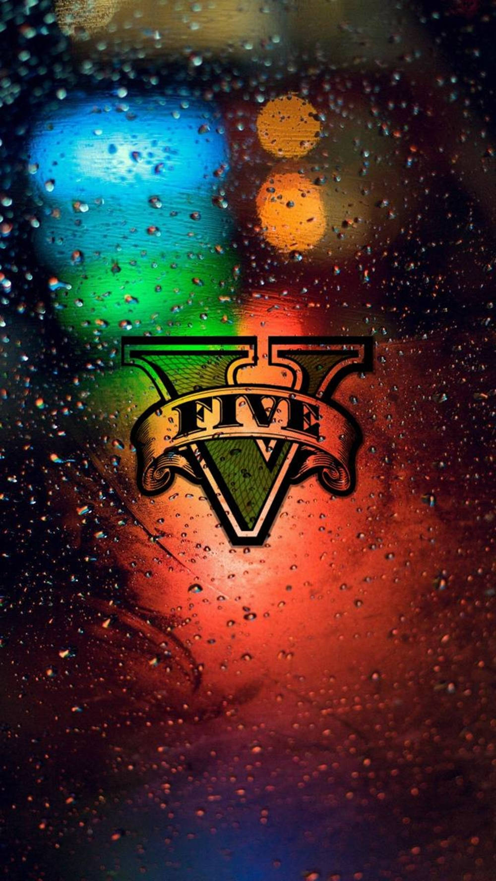 Gta 5 Phone Logo In Wet Glass Wallpaper