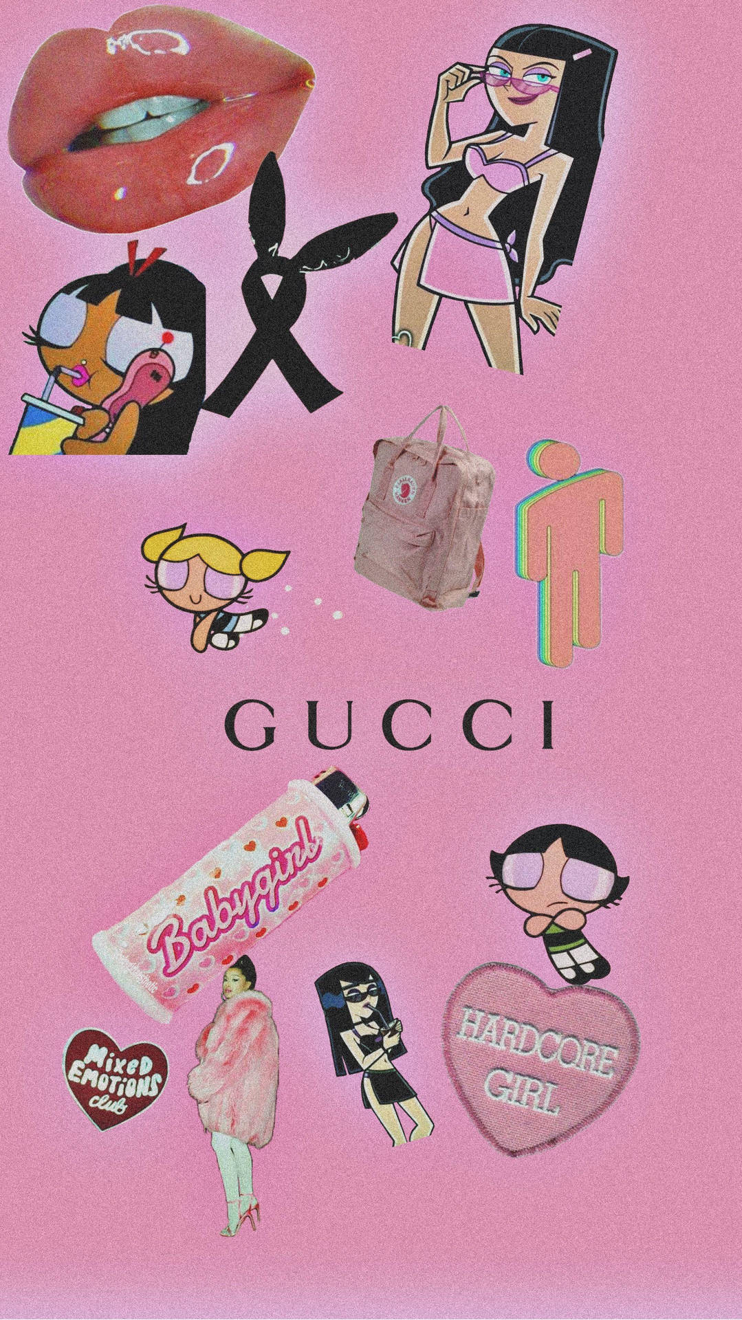 Gucci Collage Pink Baddie Background Wallpaper