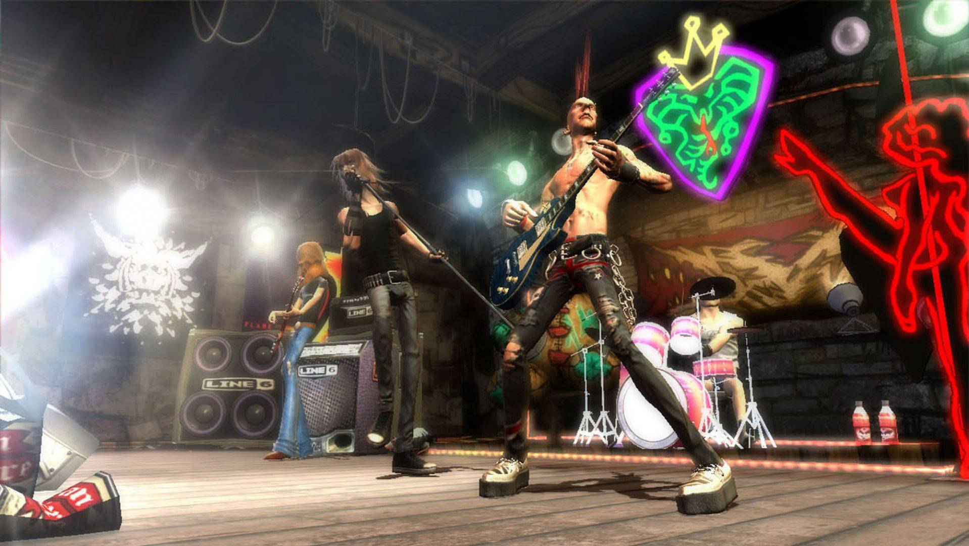 Guitar Hero Rock Band On Stage Wallpaper