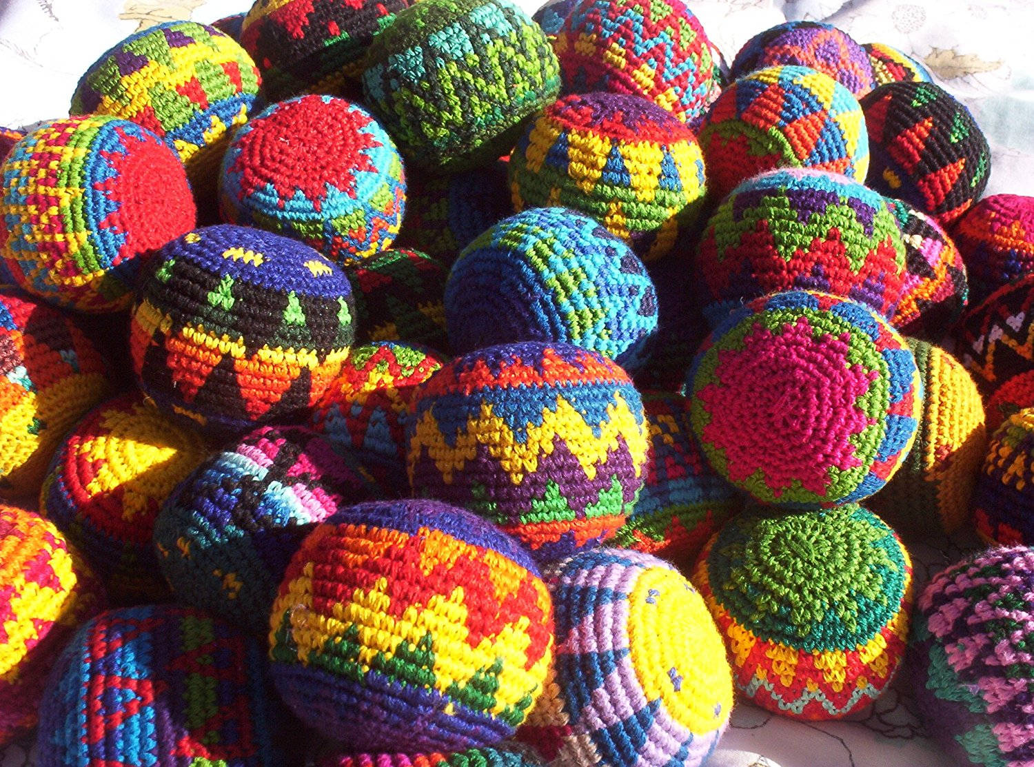 Hacky Sack Crochet Colorful Diagonal Zigzag Wallpaper