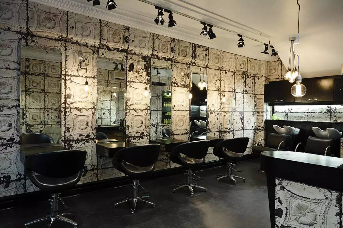 Hair Salon Artsy Vintage Interior Wallpaper