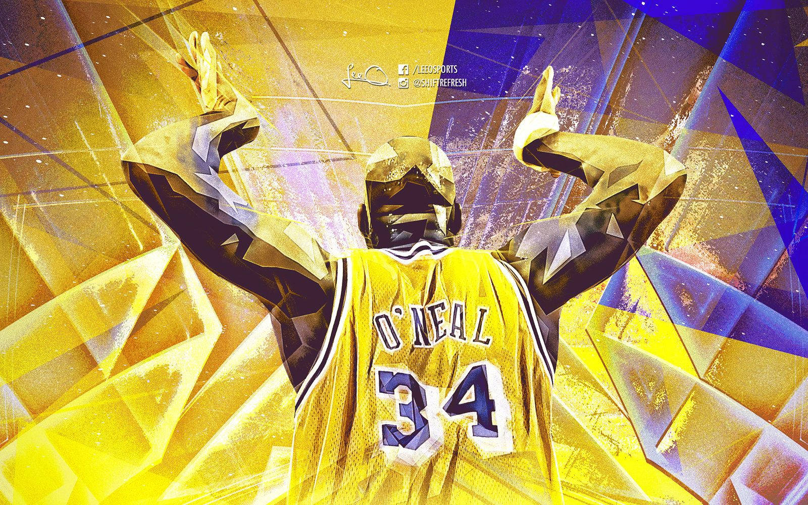 Hall Of Famer Shaquille O’neal Dominating On The Court Wallpaper