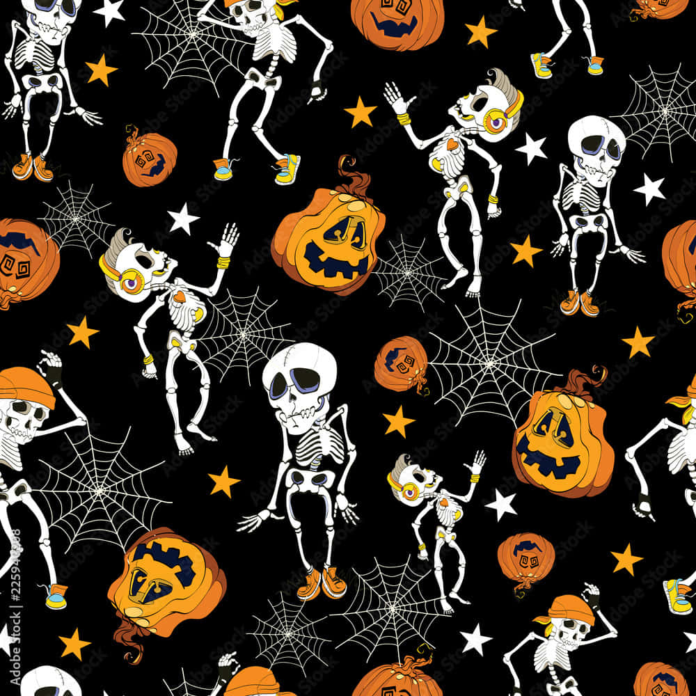 Halloween Skeleton Dance Pattern.jpg Wallpaper