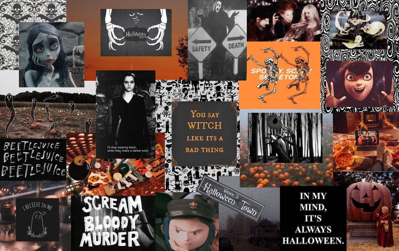 Halloween Theme Aesthetic Collage Laptop Wallpaper