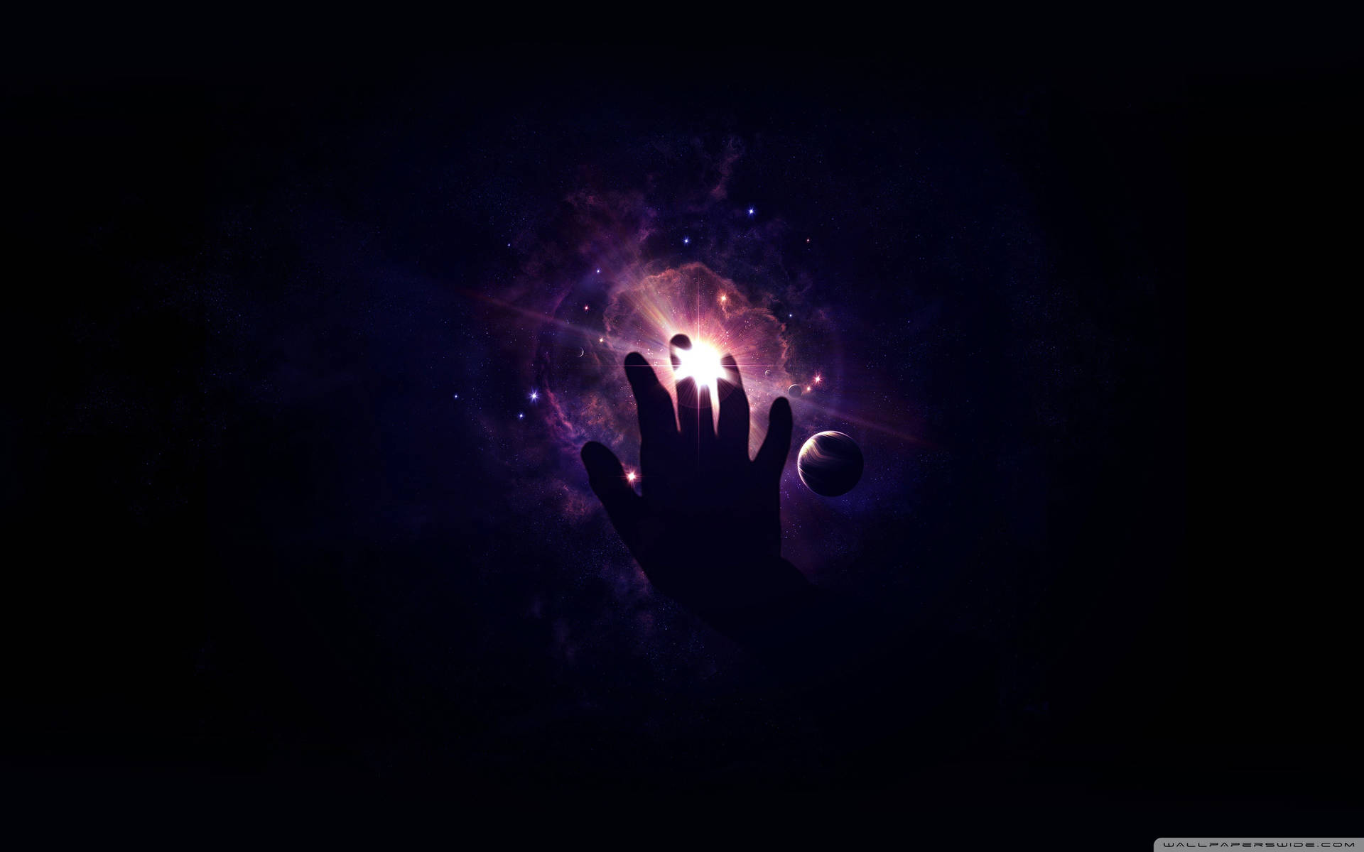 Hand Reaching Towards Universe Wallpaper