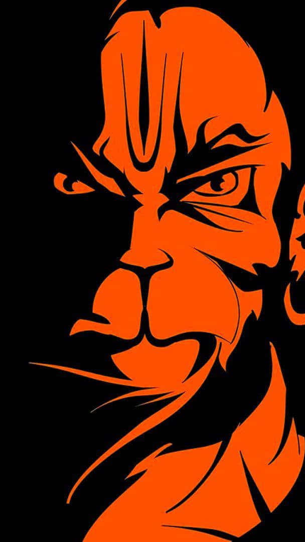 Hanuman Orange Black Graphic Art Wallpaper