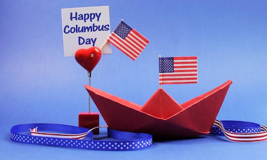 Happy Columbus Day Paper Boat Wallpaper