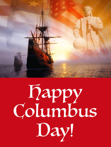 Happy Columbus Day Red Poster Wallpaper