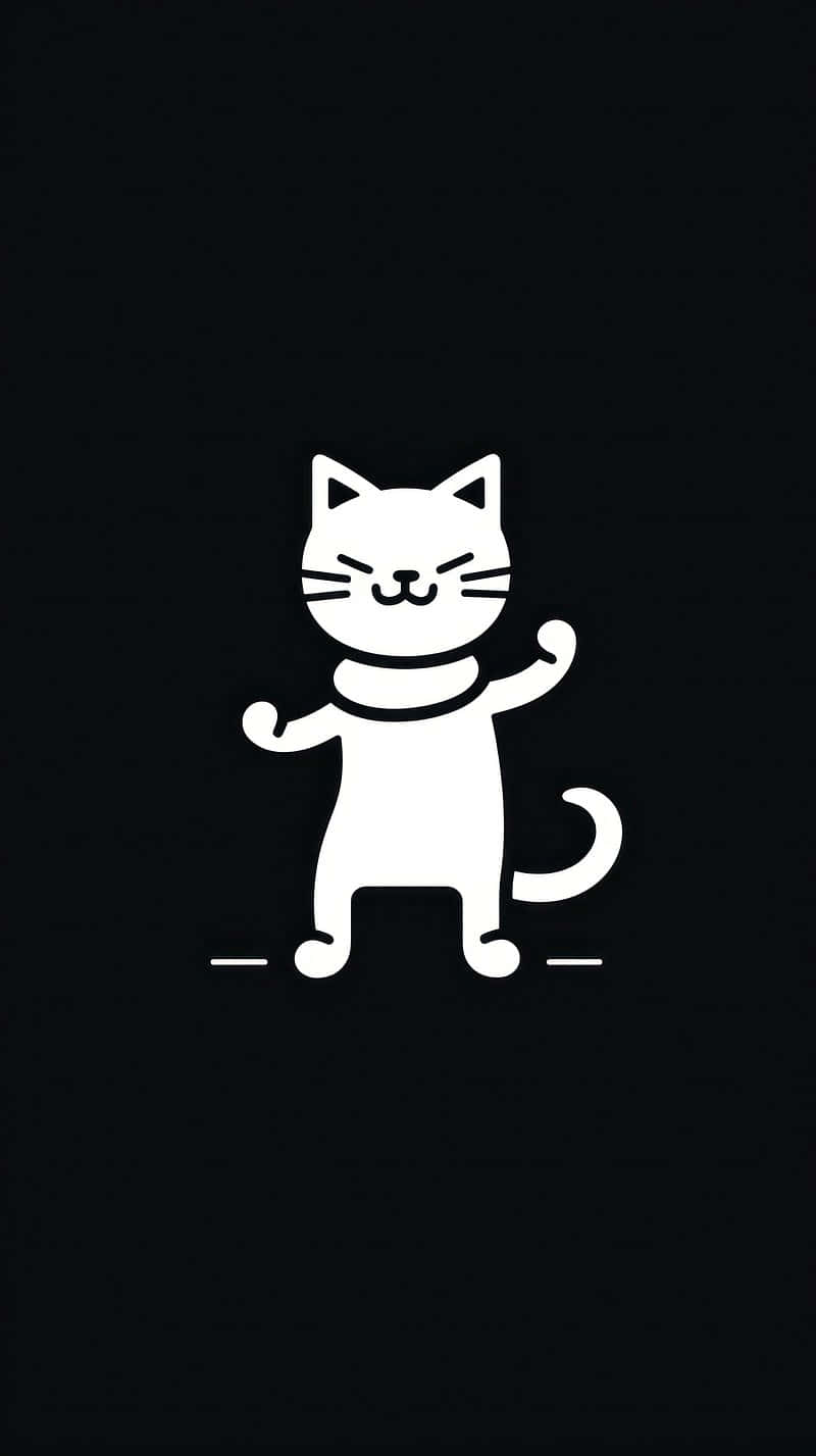 Happy Dancing Cat Illustration Wallpaper