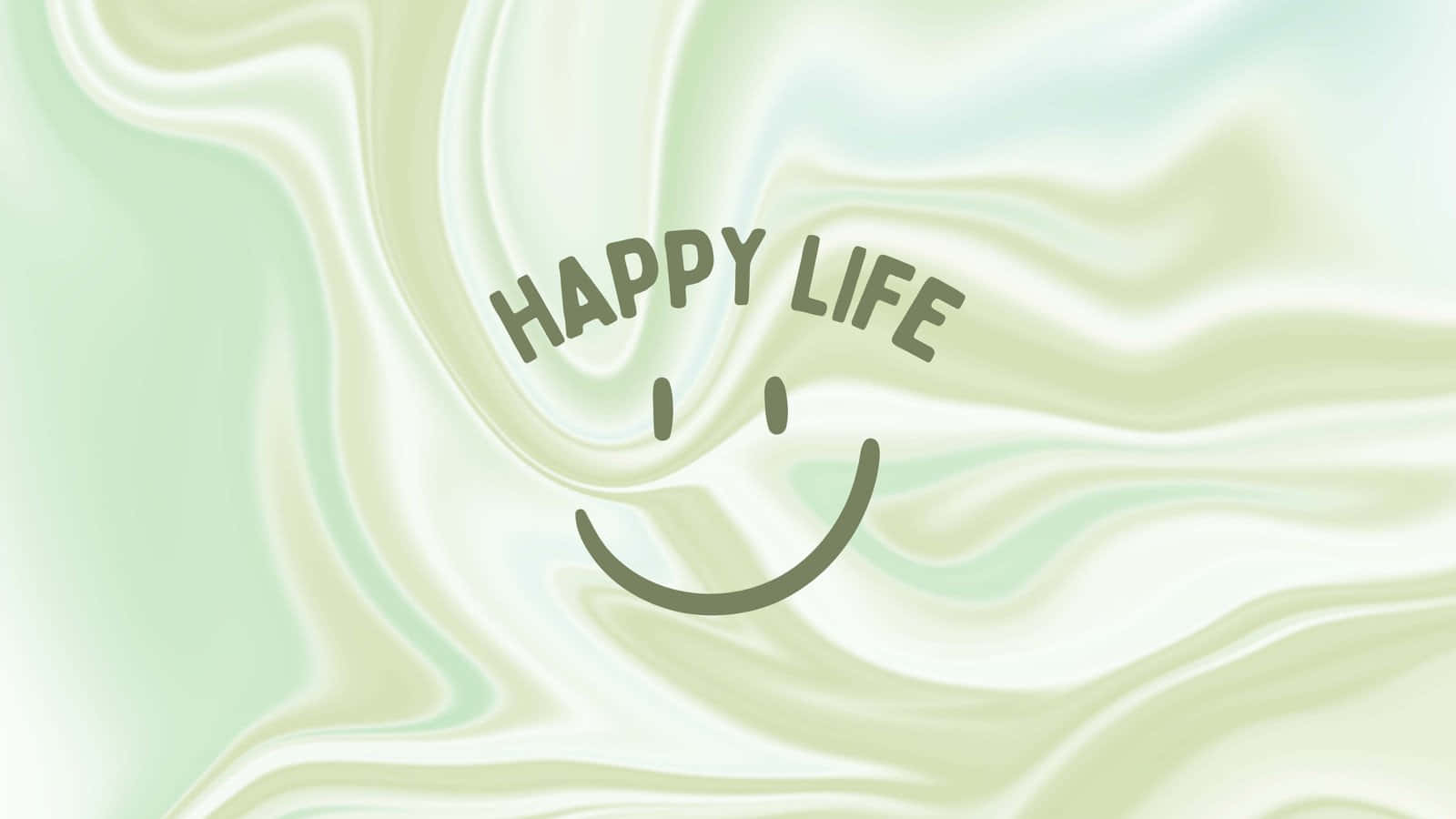 Happy Life Cute Sage Green Smiley Face Wallpaper