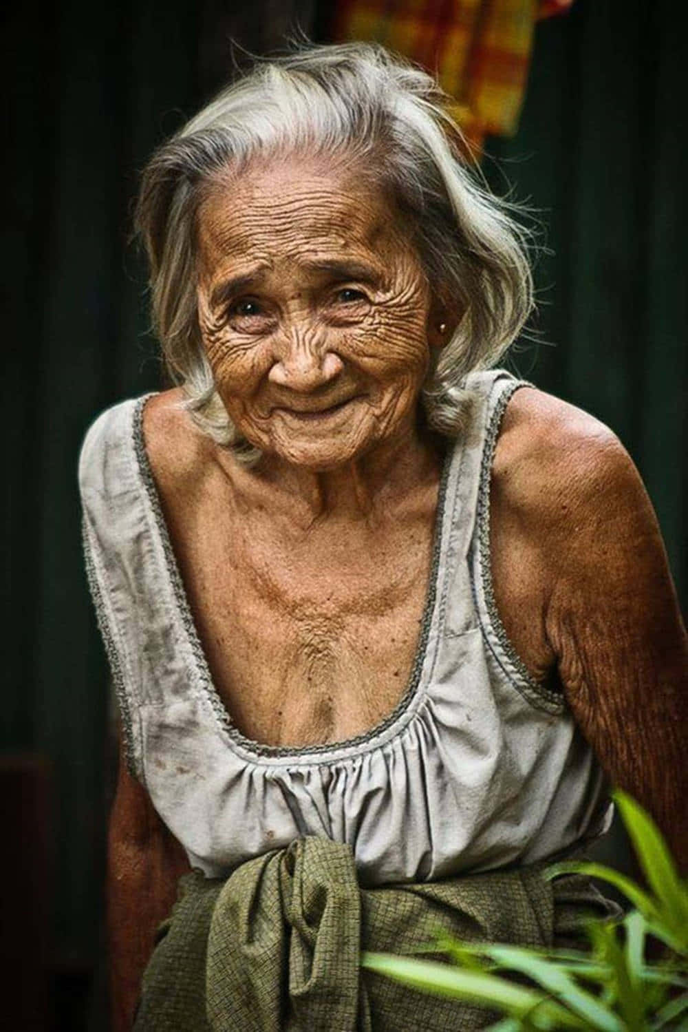 Happy Old Asian Lady Wallpaper