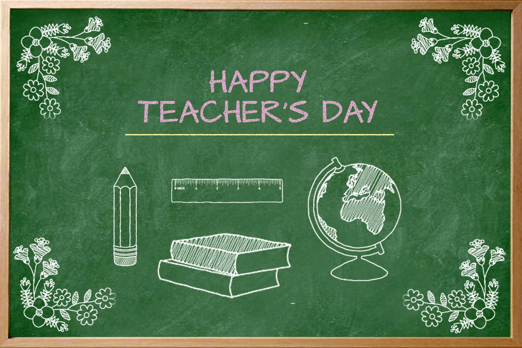 Happy Teachers' Day Chalk Art Wallpaper