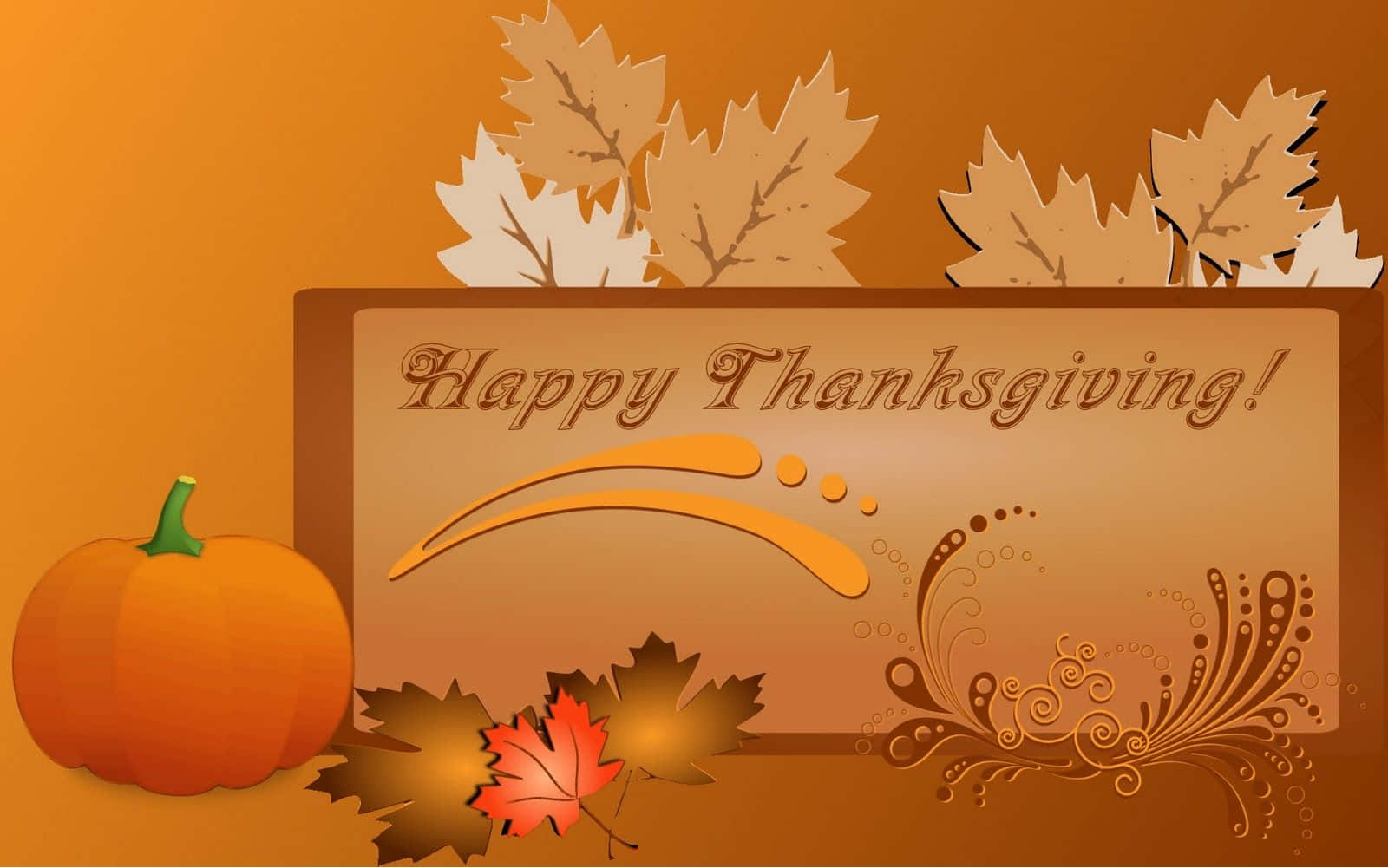 Happy Thanksgiving Greeting Card Orange Background Wallpaper