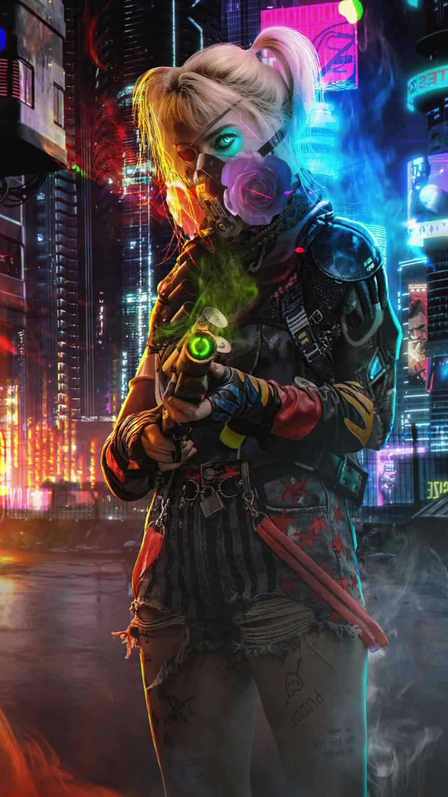 Harley Quinn Cyberpunk Iphone X Wallpaper