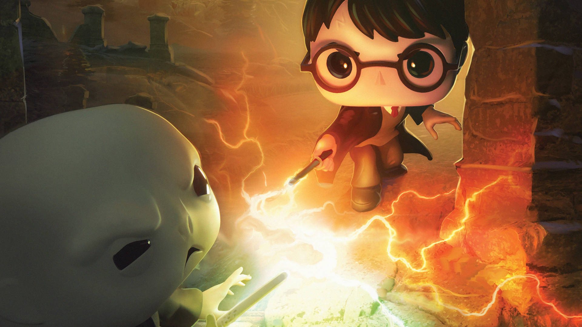 Harry Potter And Voldemort, Together In Chibi Form Wallpaper