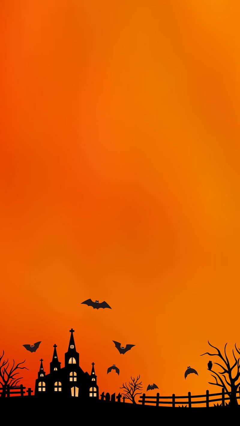 Haunted House Orange Phone Wallpaper