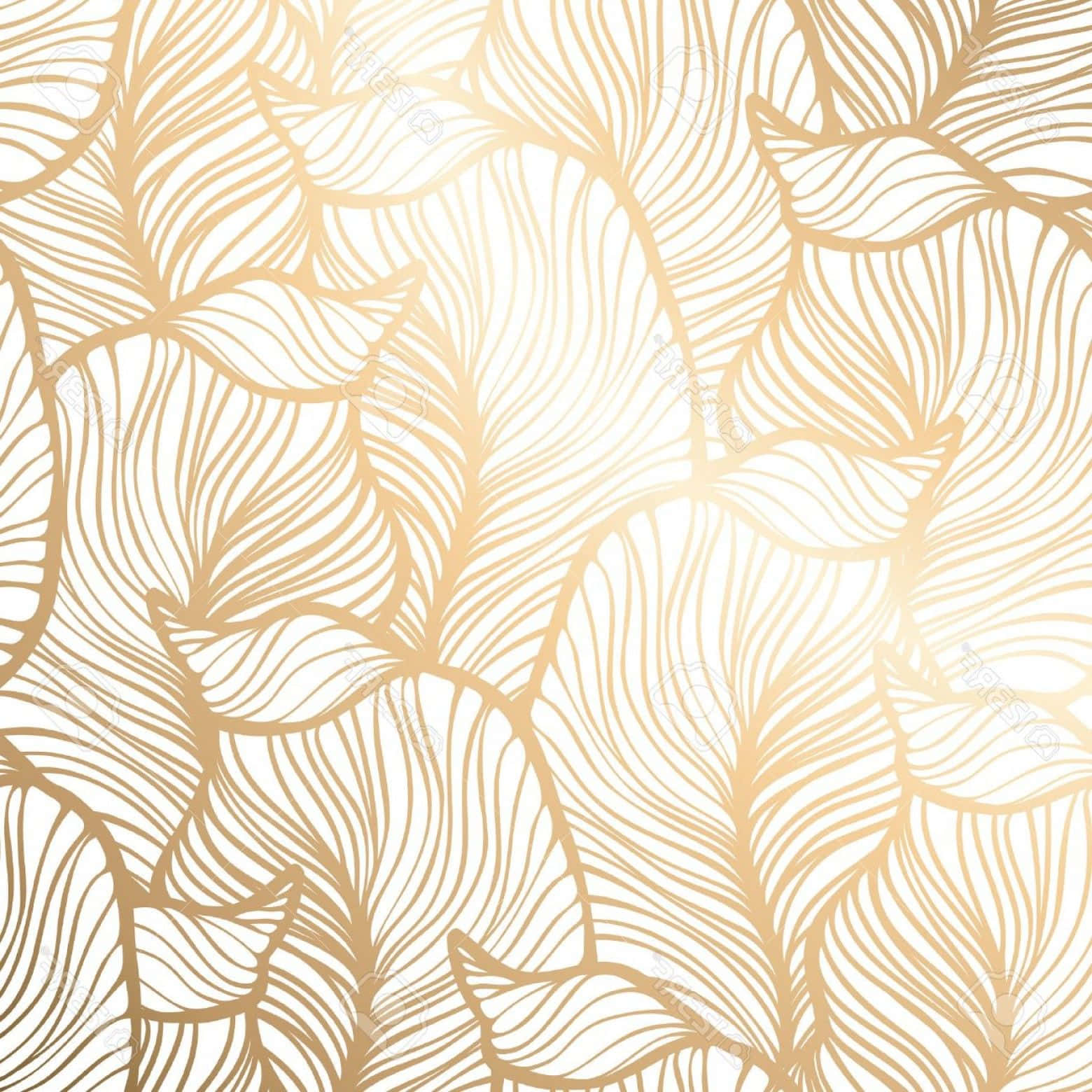 Hd Pattern White Gold Leaves Wallpaper