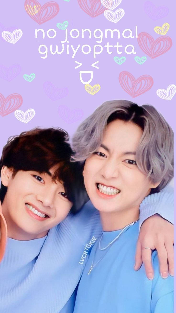 Heart Doodles Pink Taekook Bts Wallpaper