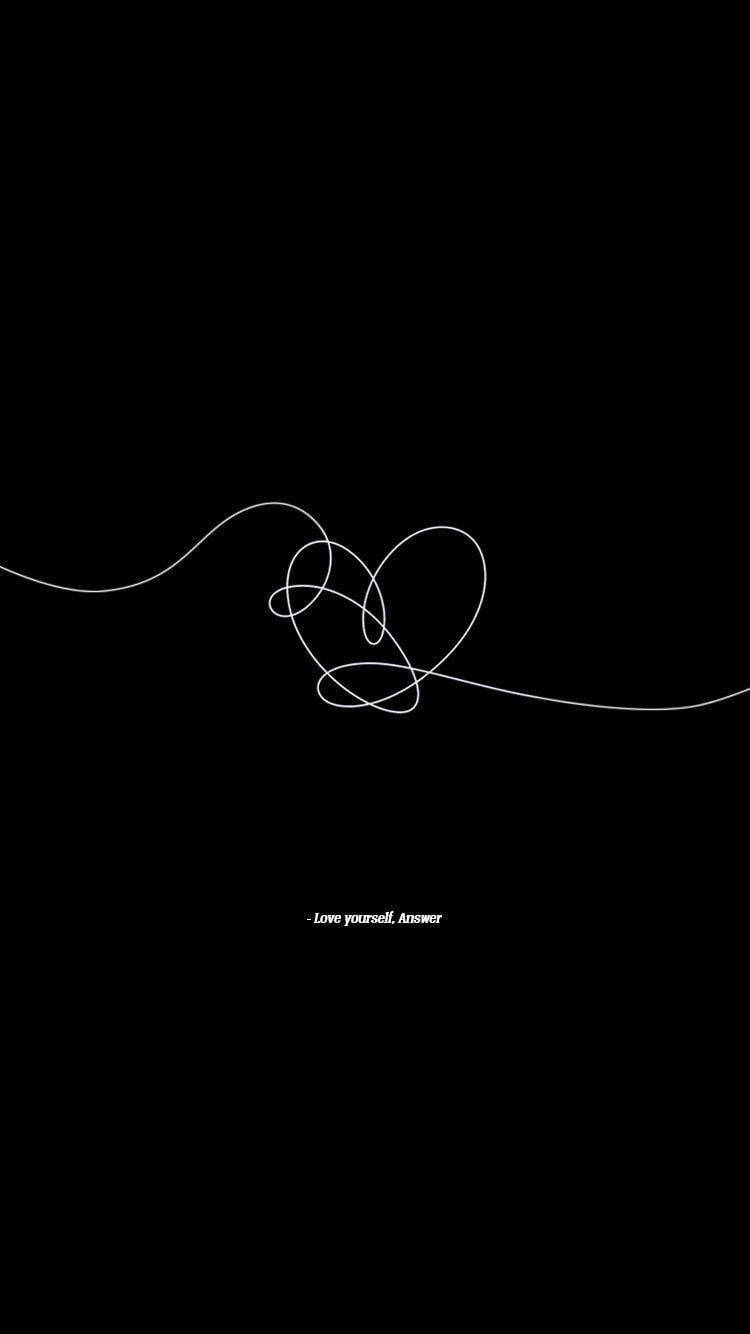 Heart Line Art Bts Black Aesthetic Wallpaper