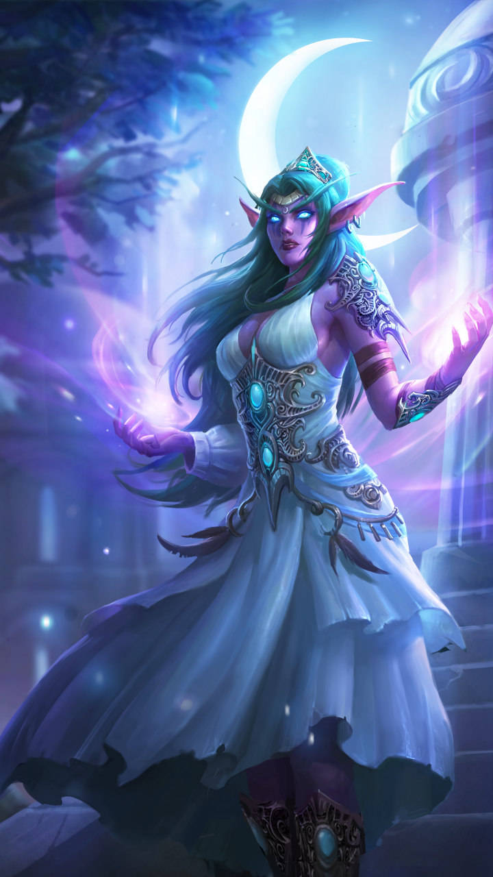 Hearthstone Phone Tyrande Whisperwind Purple Aesthetic Magic Wallpaper