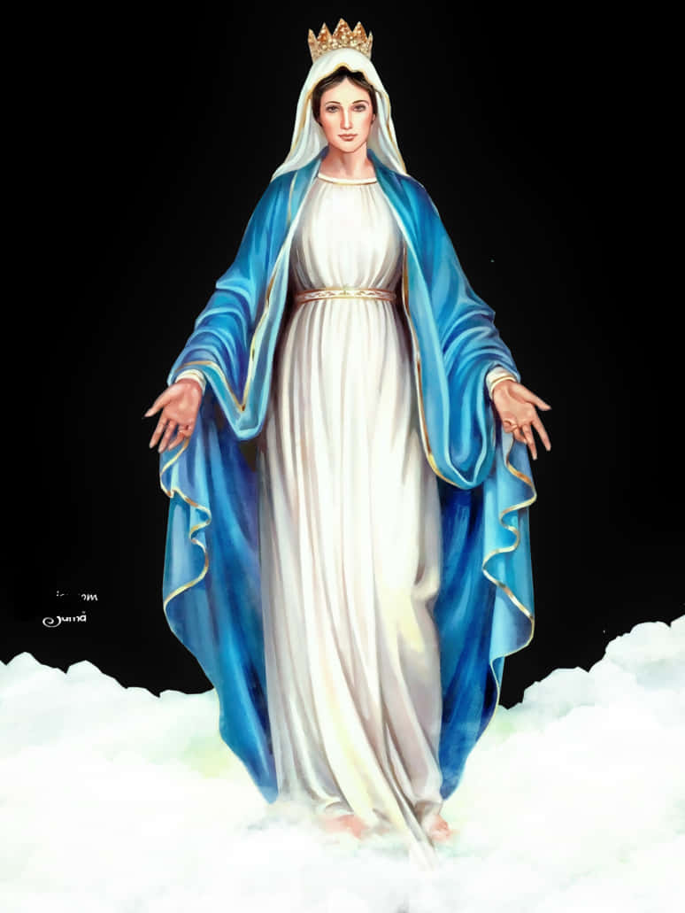 Heavenly Guardianship Of Mother Mary Wallpaper