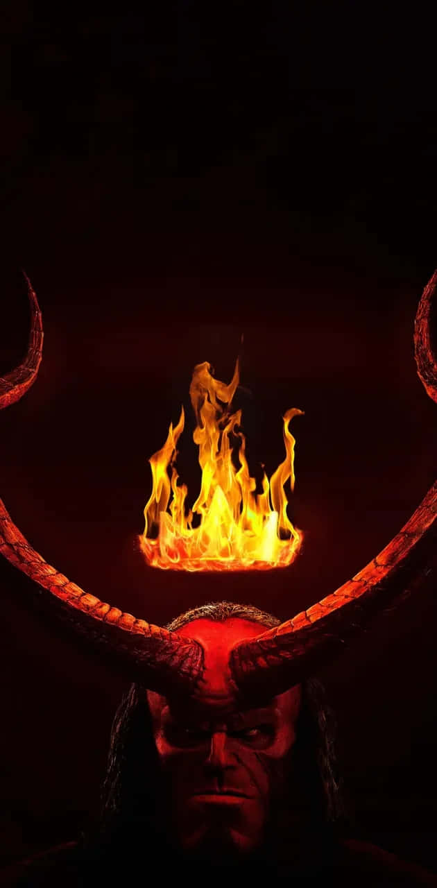 Hellboy Flaming Crown Portrait Wallpaper