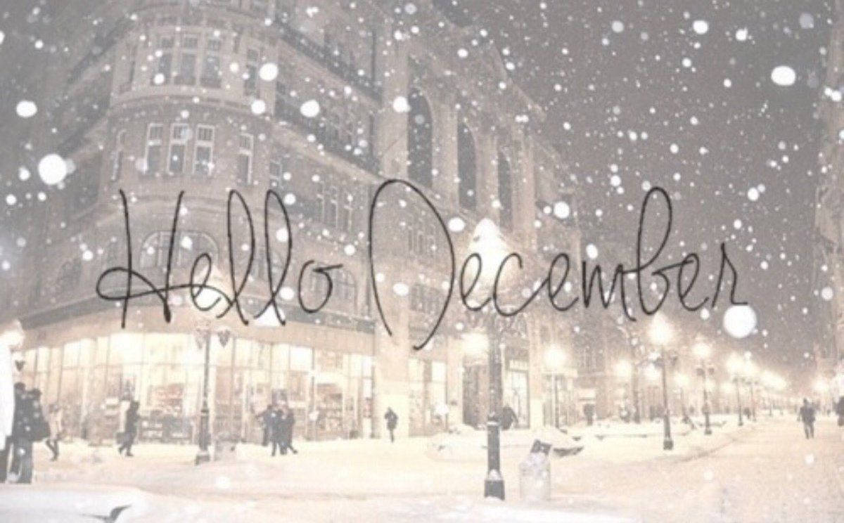 Hello December Snowy Building Wallpaper