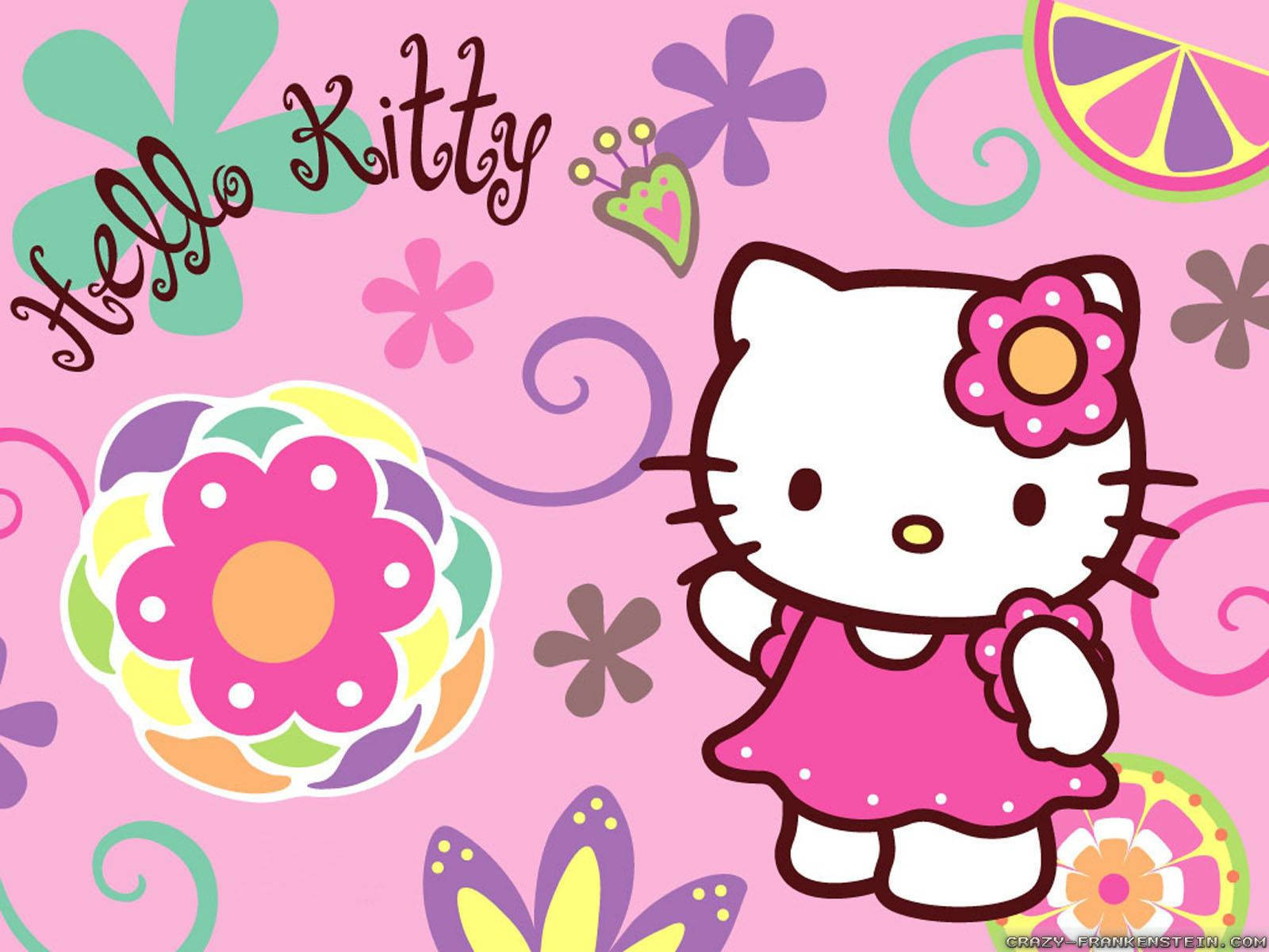 Hello Kitty Swirls And Flowers Wallpaper