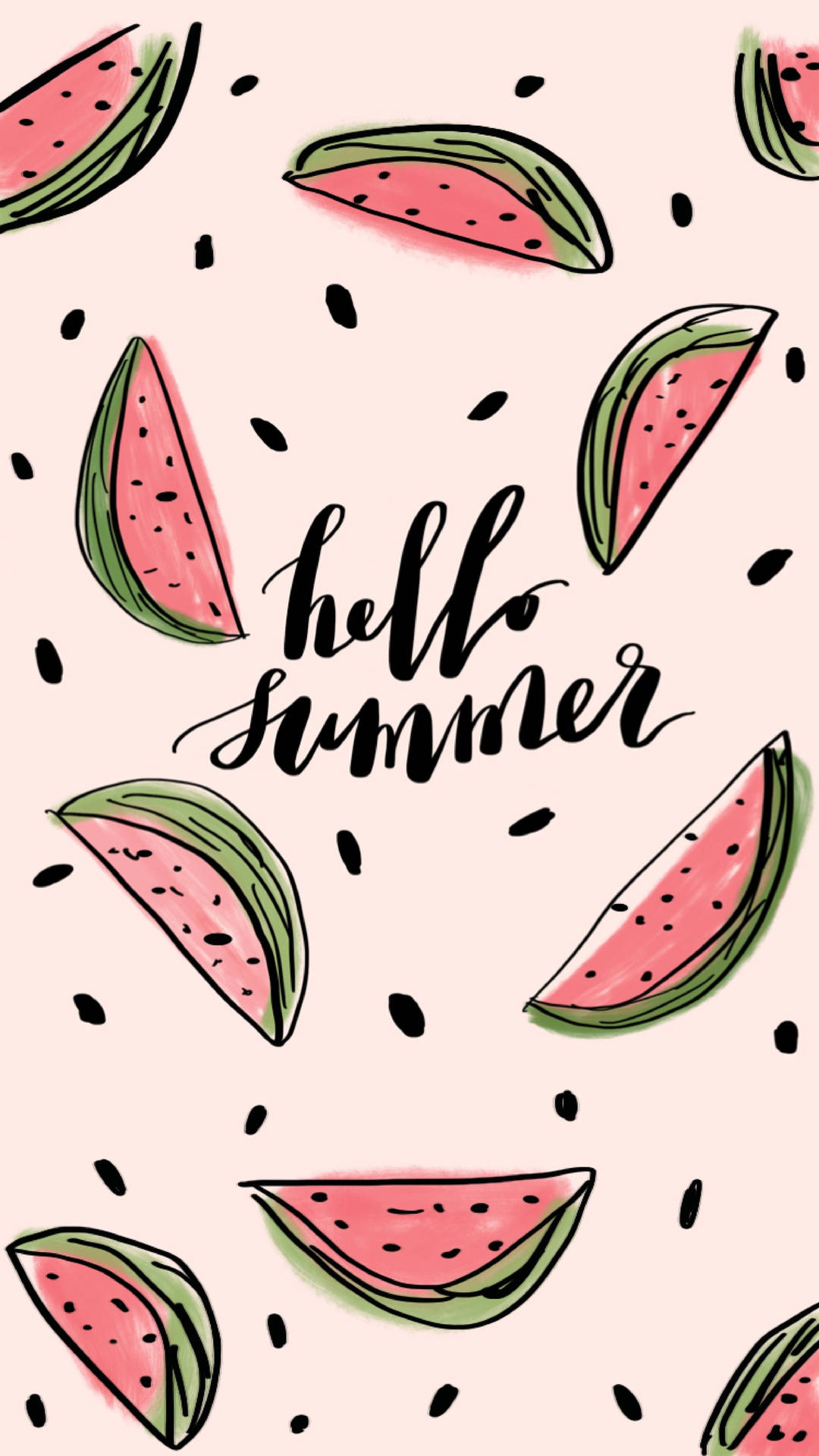 Hello Summer With Watermelon Art Wallpaper