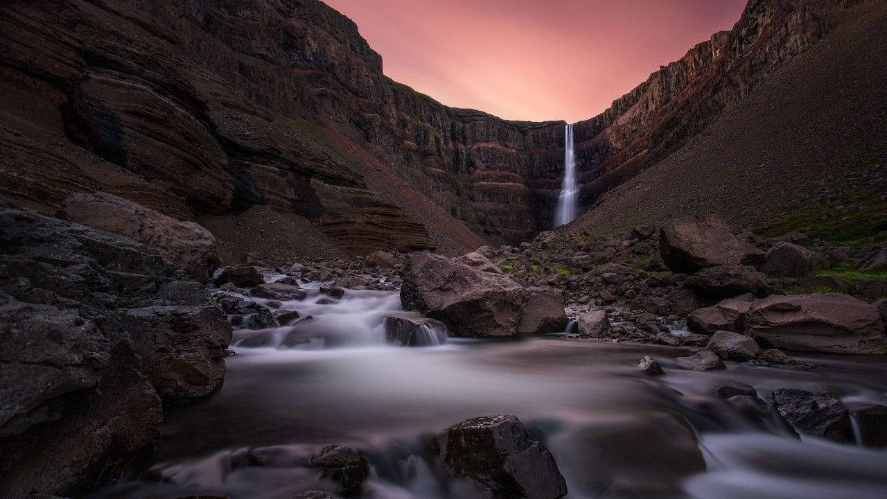 Hengifoss Beautiful Waterfall Wallpaper