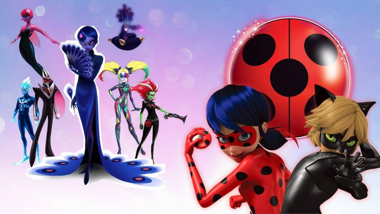 Hero And Villain Ensemble Ladybug And Cat Noir Wallpaper