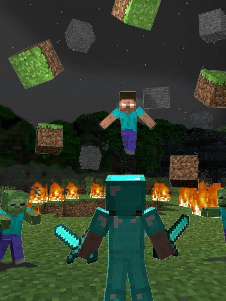 Herobrine Versus Steve Wallpaper