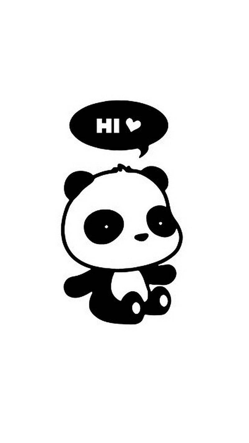 Hi With Cute Panda Cartoon Wallpaper